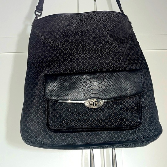 Coach Madison boho signature black and gray/silver shoulder bag - Picture 1 of 11
